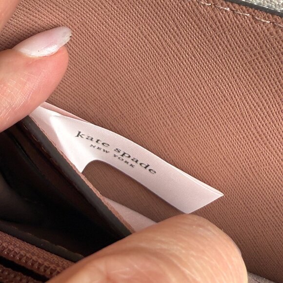 KATE SPADE LONG ZIP AROUND SNAKE EMBOSSED WALLET CLUTCH Beige Tan Leather - Picture 12 of 13